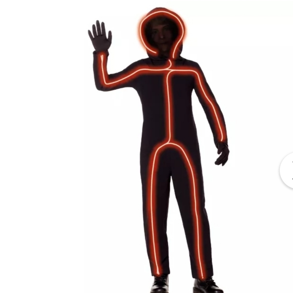 Blue light up stick figure costume